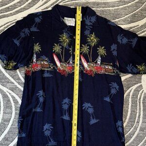 sportswear quality Hawaiian button up shirt size M Dark Blue color
